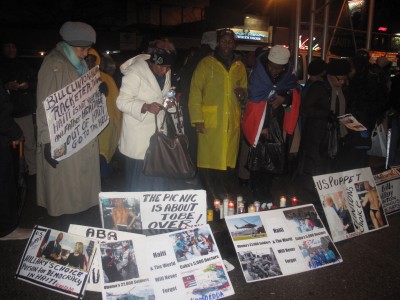 In the freezing NY cold- January 12, 2015 Haiti protest in front of Bill Clinton's Harlem Office. No to dictatorship, down with UN, down with the US puppet Martelly government * Photo Credit: Dahoud Andre