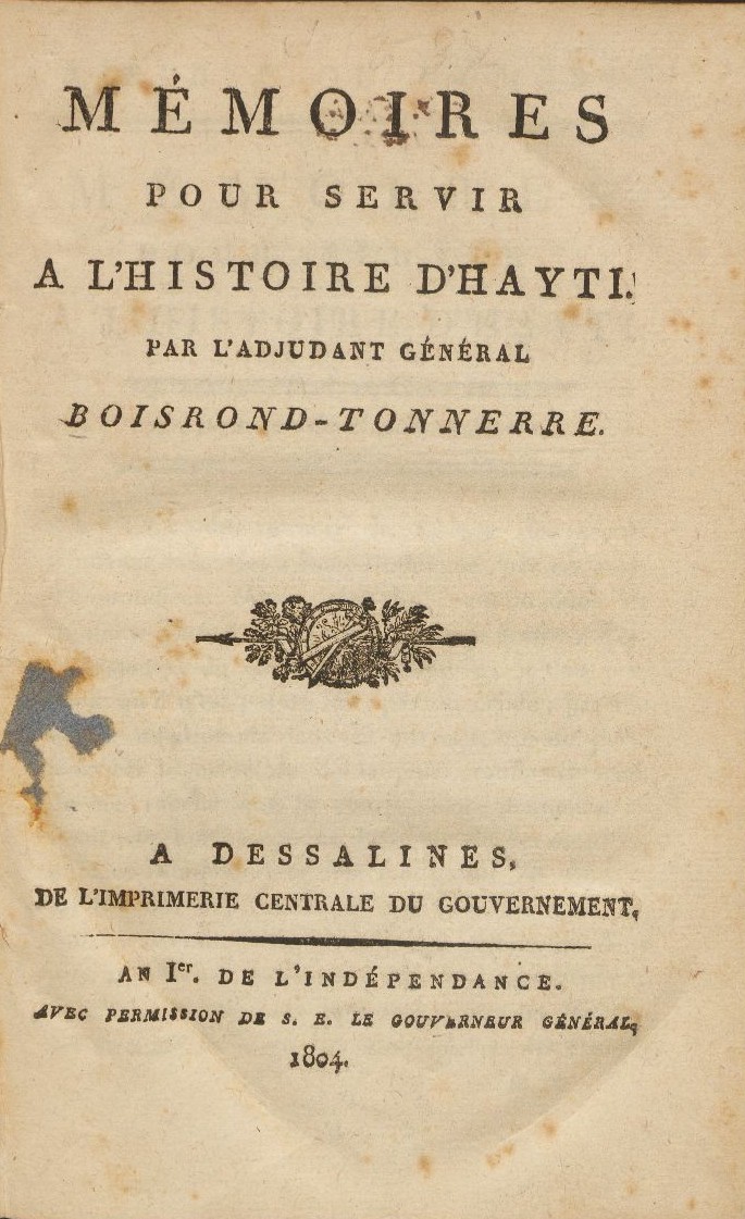 Liv Boisrond Tonnerre Vèsyon 1804 Haiti News